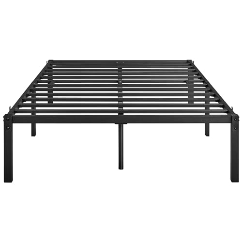 Yaheetech Bettrahmen 140 x 200 cm Metallbett Bettgestell aus Metall, Modern Jugendbett mit Lattenrost, Doppelbett Einzelbett Schwarz 41cm H von Yaheetech