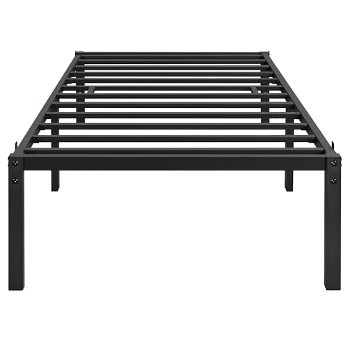 Yaheetech Bettrahmen 90 x 190 cm Metallbett Bettgestell aus Metall, Modern Jugendbett mit Lattenrost, Doppelbett Einzelbett Schwarz 41cm H von Yaheetech