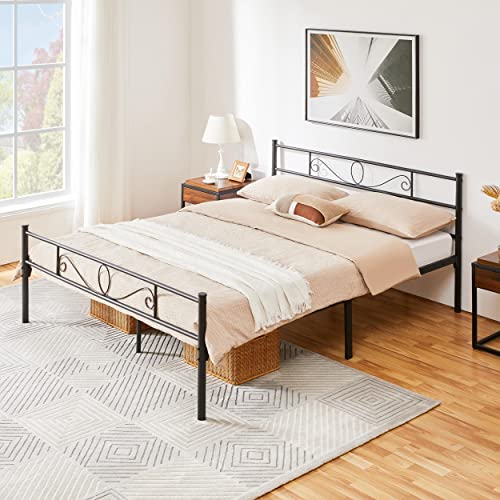 Yaheetech Bettrahmen Metallbett Bettgestell aus Metall, Doppelbett für 160 x 200 cm Matratze, Gästebett für kleine Räume, Schwarz von Yaheetech