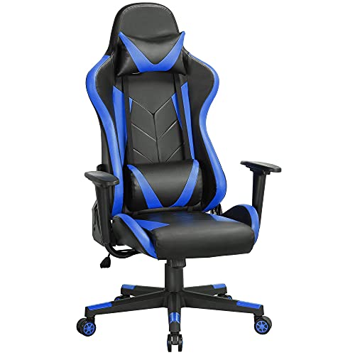 Yaheetech Gaming Stuhl, Racing Stuhl, Bürostuhl, ergonomischer Schreibtischstuhl, Drehstuhl, Chefsessel mit verstellbare Kopfstütze, Lendenstütze, Höhenverstellbare, PC Stuhl 150 kg belastbarkeit von Yaheetech