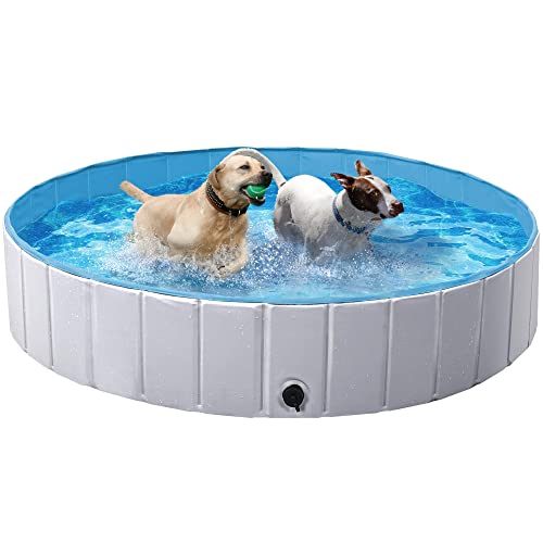 Yaheetech Hundepool Schwimmbad Hundeplanschbecken 140x30 cm Hundebad Doggy Pool Haustierpool Wasserbad PVC-rutschfest mit Ablassventil von Yaheetech