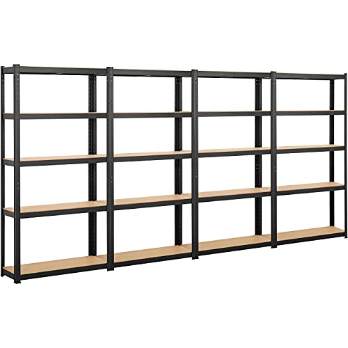 Yaheetech Lagerregal Schwerlastregal mit verstellbaren MDF-Böden, Organizer Regale für Garage, Wohnzimmer, Küche, Kellerraum 360x30x180cm/schwarz von Yaheetech