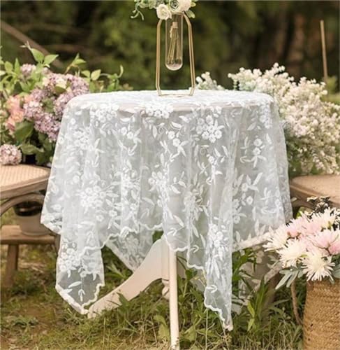 Yaland Tischdecke Spitzen Design Abwaschbar Floral Muster Garten Tischdecken Tischwäsche Tischtuch für Draußen Esszimmer, Küche, Garten, Party, Hochzeiten oder Haushalt LxB 130x130cm von Yaland