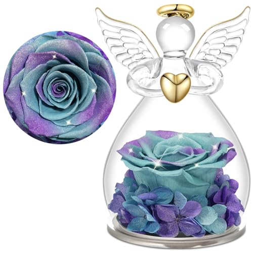 Yamonic Ewige Rose Geschenke für Mama,Muttertagsgeschenk Geschenke für Mama,Infinity Rosen Glas Engel Figuren mit Echte Rosen,Muttertag Blumen,Geburtstagsgeschenk für Frauen,Geschenk Oma,Schutzengel von Yamonic