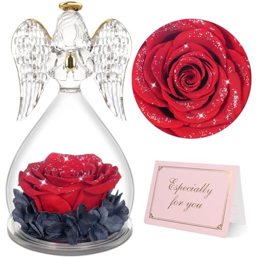 Yamonic Geschenke für Mama Muttertagsgeschenke für Mama, Ewige Rose Engel Geschenke für Mama,Muttertags Ewige Rose im Engel Figur Mutter Geschenk Oma Geburtstagsgeschenk für Frauen Infinity Rosen von Yamonic