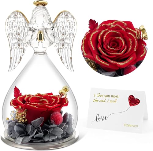 Yamonic Geschenke für Mama Muttertagsgeschenke für Mama, Ewige Rose Engel Geschenke für Mama,Muttertags Ewige Rose im Engel Figur Mutter Geschenk Oma Geburtstagsgeschenk für Frauen Infinity Rosen von Yamonic