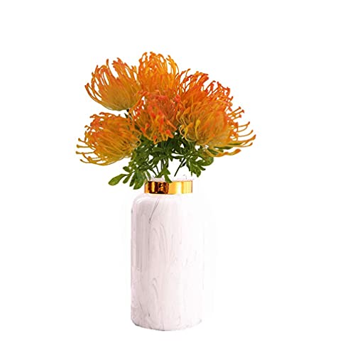 Yanyan 10 Stück Künstliche Nadelkissen Blume Simulation Nadelkissen Chrysantheme Kunststoff Blume Weihnachten Home Office Garten Hochzeit Party Outdoor Feier Dekoration (Orange, 34cm) von Yanyan