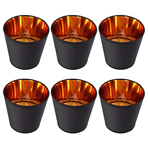 Yaootely Schwarze Lampenschirme mit Gold Futter Licht Schirmen Kerzen Kronleuchter Lampen Schirme, 6 Set von Yaootely