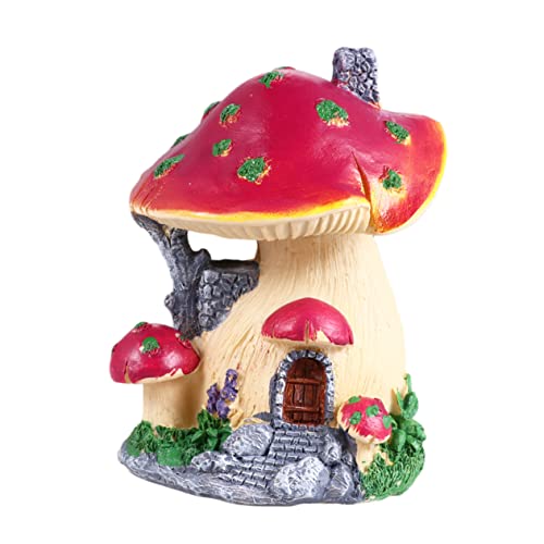 Yardwe Pflanzendekor Mini-Pilzhaus Mini-Miniatur-Dorfhaus Pilz Feenhaus Modelle Ornament Miniaturdekor aus Harz Esstisch Container Kunsthandwerk Statue Bonsai Violett von Yardwe