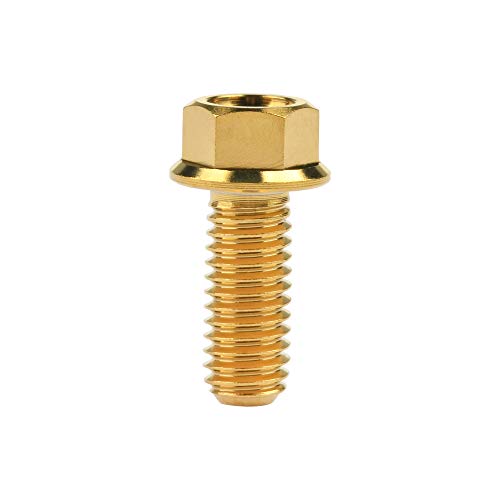 Yaruijia Titanschrauben M6 x 10 15 20 25 30 35 40 45 50 55 60 65 mm kleiner Flansch Sechskantschrauben Teilung 1,0 mm (M6 x 15 mm, Gold) von Yaruijia