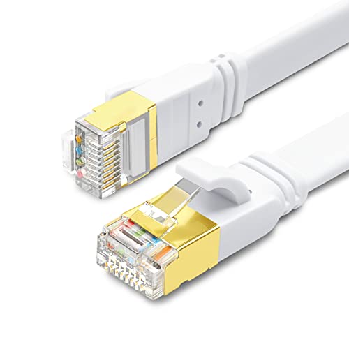 Yauhody Cat 8 Lan Kabel 1M 2Stück, 40Gbps 2000MHz, Ethernet Kabel RJ45 Netzwerkkabel Flach Patchkabel Gigabit Internetkabel 1M für PS5, PS4, Router, X-Box, Modem, PC, Switch, TV (Weiß von Yauhody