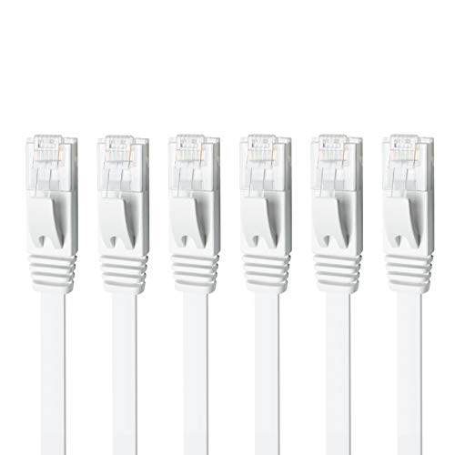 Yauhody Cat 6 Ethernet Kabel 1.5m 6er-Pack Weiß, Flache CAT6-Gigabit-Internet-Netzwerk-LAN-Patchkabel für hohe Geschwindigkeiten, blankes Kupfer Snagless RJ45-Anschluss für Modem, Router, Computer von Yauhody