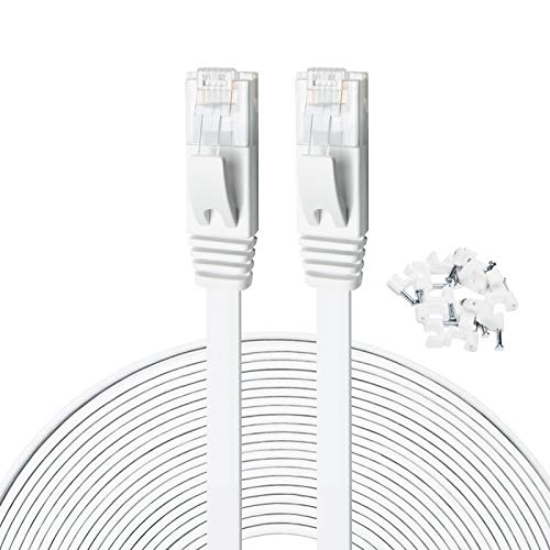 Yauhody Lan Kabel 22.8 Meter, Cat 6 Kabel 1000 Mbit/s Netzwerkkabel Flach, Gigabit Ethernet Kabel RJ45 Patchkabel Internetkabel für TV, Modem, Router, PC, Switch, PS5 (Weiß) von Yauhody