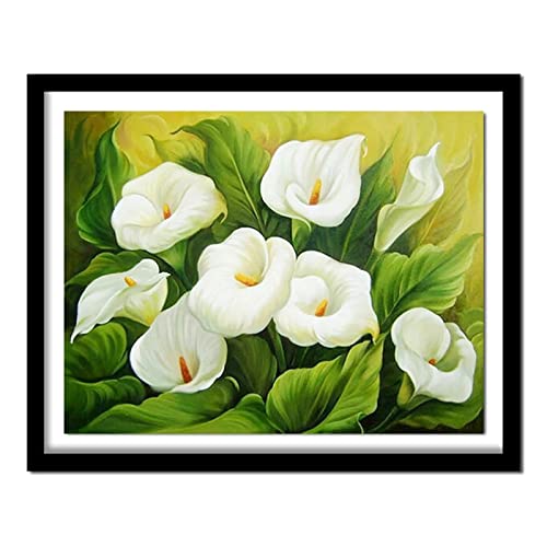 DIY Diamond Painting,Calla-Lilien-Blumen 5D Adult Kinder Diamant Painting Bilder Kits,Full Drill Strass Stickerei Kreuzstich Diamant Malerei Leinwand Mosaik Home Wall Decor Square Drill,70x90cm von Yeecer