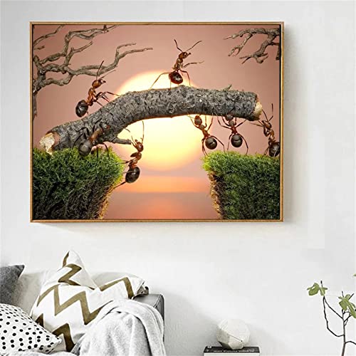 DIY Diamond Painting,Sonnenuntergang Ameisen bewegen Bäume 5D Adults Diamant Painting Bilder Kits,Full Strass Stickerei Kreuzstich Diamant Malerei Leinwand Mosaik Home Wall Decor Square Drill,50x70cm von Yeecer