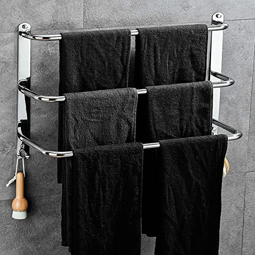 Yeegout No Drill 3-Tiers Handtuchhalter Edelstahl-Handtuchhalter für Bad Küche und Toilette, 50cm Silber von Yeegout