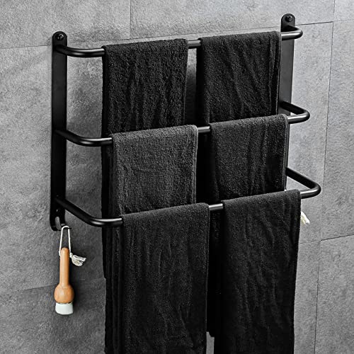 Yeegout No Drill 3-Tiers Handtuchhalter Edelstahl-Handtuchhalter für Bad Küche und Toilette Schwarz von Yeegout