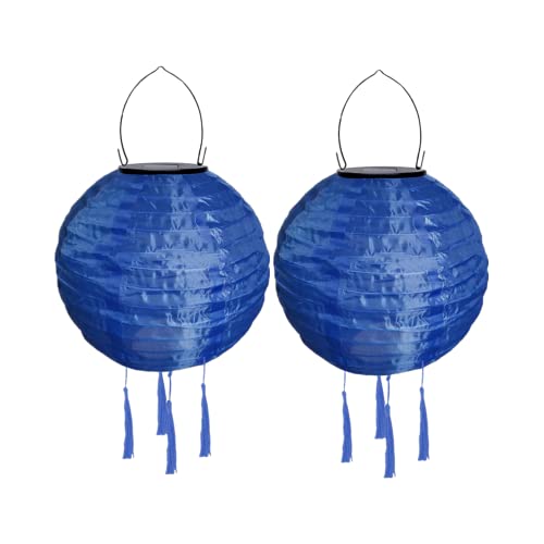 Yeehliny Lampions Außen Wetterfest Solar Laterne Solarlampen Lampenschrimp Außenlaternen 20cm Solar LED Laterne Wasserdicht Nylon Hängende Gartenlaterne Solar Lampion Solarbeleuchtung (2PCS/#Blau) von Yeehliny