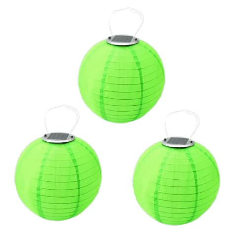 Yeehliny Solar Lampions außen Wetterfest 30cm Lampingions Lampion Solar Outdoor IP55 Wasserdicht Solarlaterne Hängende Nylon Laterne für Garten, Balkon, Hof, Hochzeit, Party Deko (3pcs/Grün) von Yeehliny