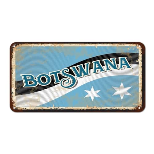 Botswana-Flaggenschild, patriotisches Land-Metall-Wandkunst-Dekor, Botswana-Metallschild, Blechschilder für Zuhause, Schlafzimmer, Tor, Outdoor-Wanddekoration, 30,5 x 15,2 cm von Yelolyio