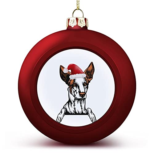 Frohe Weihnachten Hund mit Weihnachtsmütze Weihnachtskugeln Ornamente Weihnachten Podenco hängende Kugel dekorativ für Weihnachtsbäume, Urlaubsparty, Neujahrsgeschenk von Yelolyio