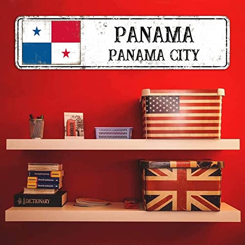 Willkommen Panama Schild, Panama Panama Stadt Straßenschild, Retro Panama Aluminium Schild, Hauptstadt Stadt Vintage Metallschild Wanddekoration, 15 x 60 cm von Yelolyio