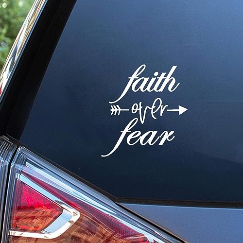 Yelolyio Aufkleber "Faith Over Fear", Vinyl-Aufkleber, Zitat, Aufkleber, Vinyl-Aufkleber, Vinyl-Aufkleber für Autos, LKWs, Fenster, Wände, Laptops, 15,2 cm von Yelolyio