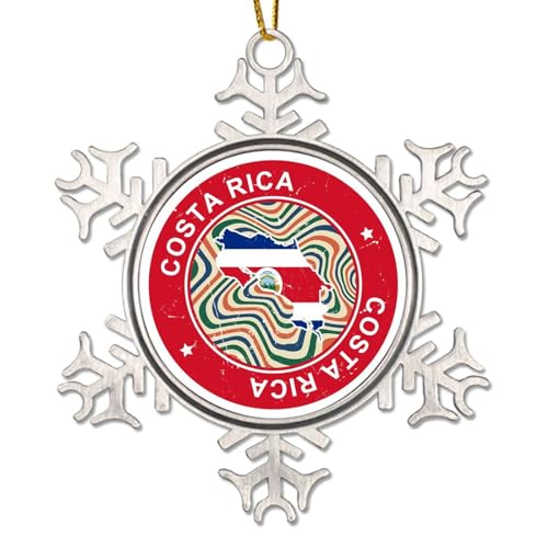 Yelolyio Costa Rica Flagge Karte Metall Ornament Costa Rica Weihnachten Ornament Metall Hängende Andenken Neujahr Urlaub Dekoration Schneeflocke Ornament von Yelolyio