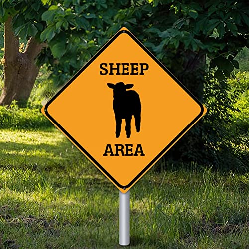 Yelolyio Schafbereich Vintage Home Dekorative Schilder Tiere Aluminium Schild Schaf Tier Liebhaber Lustige Aluminium Kunst Schilder Vorsicht Straßenschild 25,4 x 25,4 cm Tierschild für Straße von Yelolyio