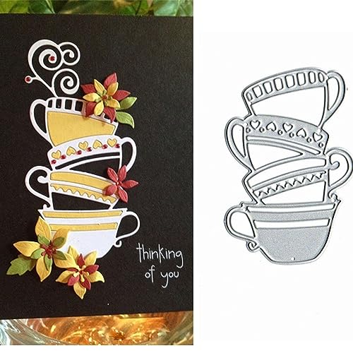 Stanzschablonen für Tee, Kaffeetasse, Metall, Motiv: Frohe Weihnachten, Herz, Teetasse, Stanzschablonen, DIY, Scrapbooking, dekoratives Prägepapier, Scrapbooking, Kartenherstellung von Yeyert