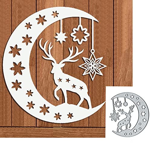 Weihnachts-Elch, Stern, Mond, Metall, Stanzformen für Kartenherstellung, Weihnachten, Hirsch, Schneeflocke, Karten, Stanzschablonen, DIY, Scrapbooking, dekorative Prägepapier, Karten, Kunsthandwerk von Yeyert