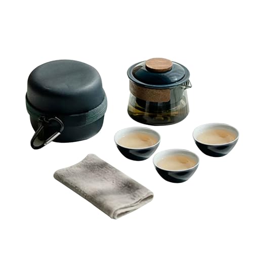 Gongfu Teeservice aus Keramik, tragbares Reise-Tee-Set mit Teekanne, Teetassen, Handtuch, Reisetasche, geeignet für Reisen, Zuhause, Outdoor, Reise-Set von YiQinzcxg