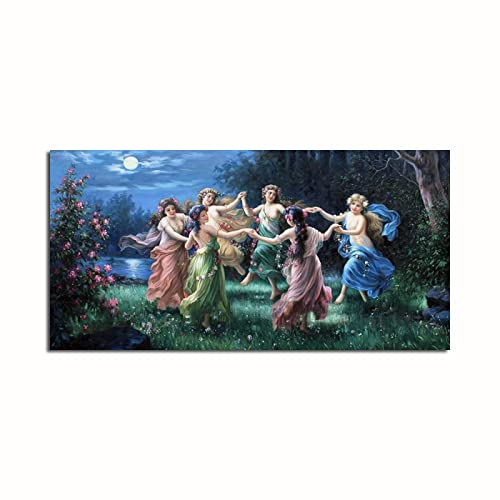 Hans Zatzka Leinwand Gemälde Reproduktion Vintage Poster und Drucke Wandkunst Bild für Wohnzimmer Heimdekoration 60x120cm rahmenlos von Yinaa Decor