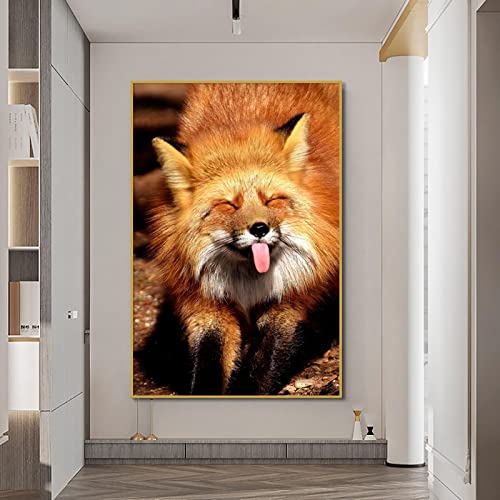 Yinaa Decor Kinderzimmer Dekor Bild Tier Leinwand Gemälde Wandkunst Niedlicher Fuchs Giclee Poster Kunstwerk Bilder 70x100cmx1pcs Rahmenlos von Yinaa Decor