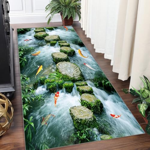 Yinghesheng Teppich Läufer Küche Flur Korridor Teppichläufer rutschfest Waschbar Lang Küchenteppich Meterware 40x500cm Flurteppich Küchenläufer Grüner mit 3D-HolzbrückeTeppichmatten Yinghesheng Teppich Läufer Küche Flur Korridor Teppichläufer rutschfest Waschbar Lang Küchenteppich Meterware 40x500cm Flurteppich Küchenläufer Grüner mit 3D-HolzbrückeTeppichmatten von Yinghesheng