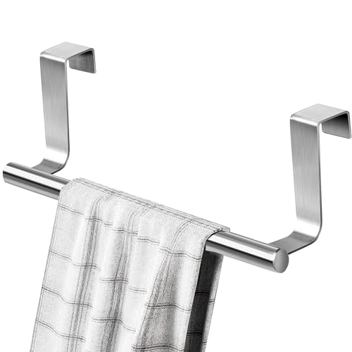 Yitobici Handtuchhalter,23CM Türhandtuchhalter Küche,Geschirrtuchhalter ohne Bohren,Handtuchstange Tür Einhängen für Badezimmer und Schlafzimmer (Silber) von Yitobici
