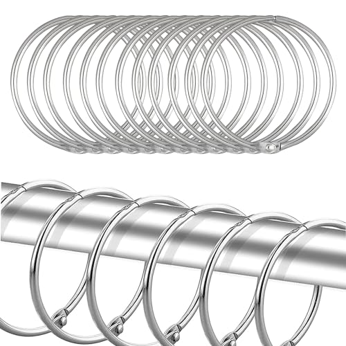 Metall-Rundduscherring,24 Stück Metall Vorhangringe Vorhang Hängend Ringe,für Fenstervorhang Bettvorhang Duschvorhang(Silber) von Yitobici