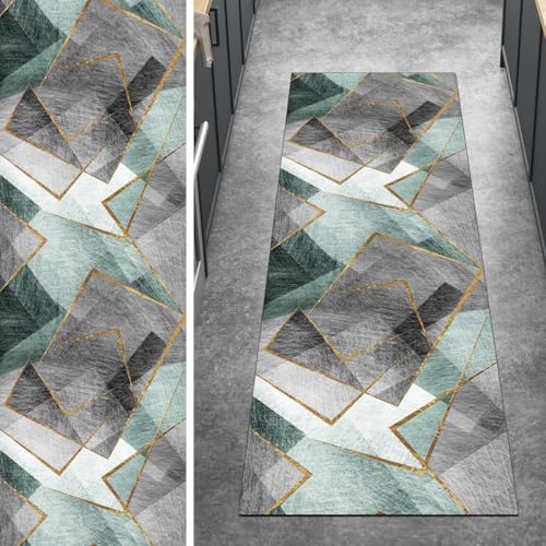Ymural Teppich Läufer Flur Küche rutschfest Grau Grün Patchwork 80x180CM Läufer Teppichläufer Flur Lang Läuferflur Meterware Kurzflor Polyester Korridor Schlafzimmer Ymural Teppich Läufer Flur Küche rutschfest Grau Grün Patchwork 80x180CM Läufer Teppichläufer Flur Lang Läuferflur Meterware Kurzflor Polyester Korridor Schlafzimmer von Ymural