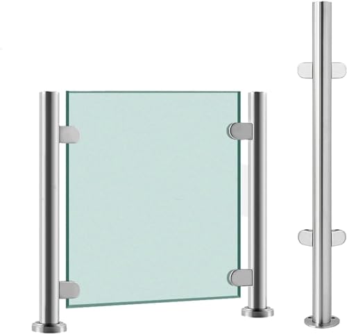 Geländerpfosten Glas Geländersystem 65cm - 105cm Edelstahl Balkongeländer Pfosten Rundes Glasgeländer Glasklemme Glashalter Balustradenpfosten Für Außentreppen Balkone(Color:Corner Post,Size:70cm) von Yoeoefuo