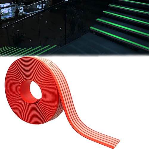 Rutschfestes Traktionsband, Treppen-Kantenprofil leuchtender Treppenkantenschutz, Treppenkante wasserdicht selbstklebend Treppenkantenprofil for Treppen im Innen- und Außenbereich ( Color : Red-10CM , von Yofsza