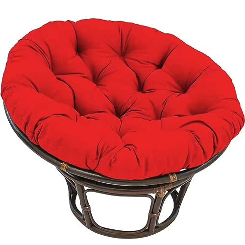 Yokbeer Papasansessel Rattansessel Auflage Sesselkissen Gartenkissen Sitzkissen Gesteppt mit Schlaufen Rund Dicke Sitzauflagen für Rattanmöbel (Color : Red 2, Size : 100 * 100cm) von Yokbeer