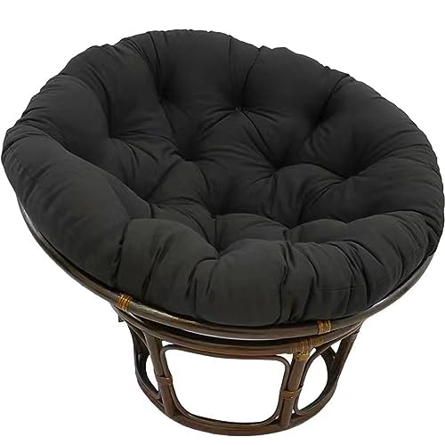 Yokbeer Papasansessel Rattansessel Auflage Sesselkissen Gartenkissen Sitzkissen Gesteppt mit Schlaufen Rund Dicke Sitzauflagen für Rattanmöbel (Color : Schwarz, Size : 100 * 100cm) von Yokbeer