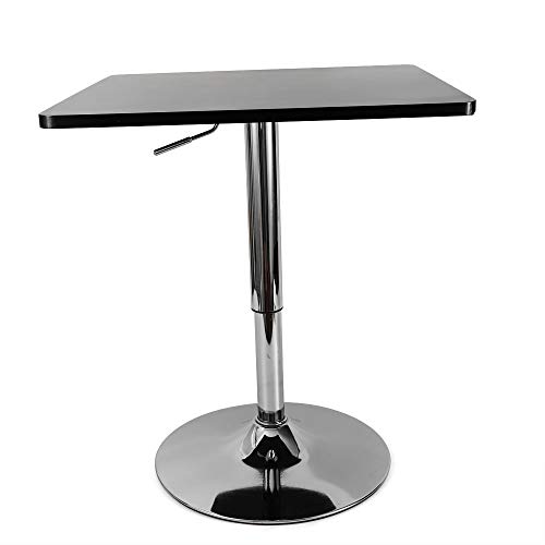 Yolancity Tisch 60 x 60cm Bartisch Edelstahl Höhenverstellbar 70-90cm Bistrotisch Stehtisch Square Partytisch Computertisch Drehtisch MDF Tisch Schwarz von Yolancity