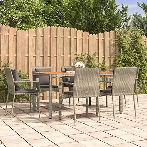 Yolola 7-TLG gartenmöbel essgruppe Rattan Garten sitzgruppe 6 Personen gartenmöbel Set 6 stühle mit Tisch Balkon möbel terrassenmöbel gartenlounge Set Gartengarnitur-7-tlg-5 von Yolola