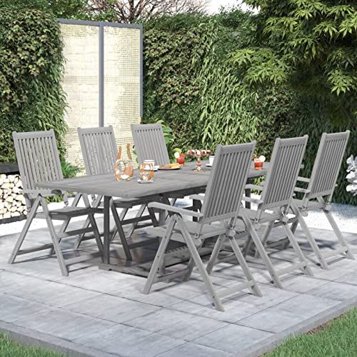 Yolola Gartenmöbel Set Holz 6 Personen Gartentisch Mit Stühlen Set Garten Sitzgruppe Set Gartentisch Sitzgarnitur Gartenmöbel Set Balkonmöbel Esstisch Stühle Terassenmöbel Type-2 Massivholz Akazie von Yolola