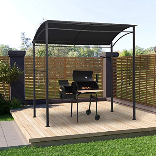 Yolola Grillpavillon Wasserdicht, Grillüberdachung, Regenschutz, Grill Dach, Gartenpavillon mit Haken, Stahlrahmen, Polyester, 215x150x220 cm Anthrazit von Yolola