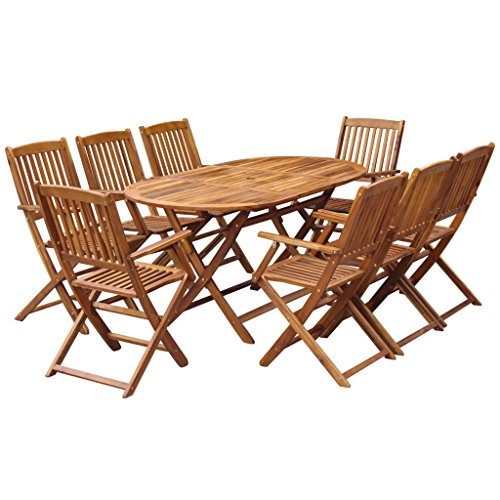 Yolola Sitzgruppe Garten Essgruppe 8 Personen Gartenmöbel Holz Gartenmöbel Set mit 8 Klappstühle Gartenmöbel Essgruppe Gartengarnitur Sitzgarnitur Gartentisch Massivholz Akazie#2 von Yolola