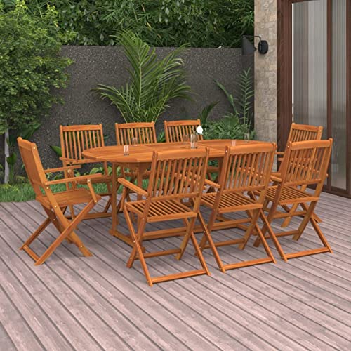 Yolola Sitzgruppe Garten Essgruppe 8 Personen Gartenmöbel Holz Gartenmöbel Set mit 8 Klappstühle Gartenmöbel Essgruppe Gartengarnitur Sitzgarnitur Gartentisch Massivholz Akazie von Yolola