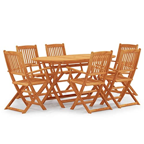 Yolola Sitzgruppe Gartenmöbel Set Holz Garten Essgruppe 6 Personen Gartenmöbel Set mit 6 Klappstühle Gartenmöbel Essgruppe Gartengarnitur Sitzgarnitur Gartentisch Balkonmöbel Set Balkongarnitur von Yolola