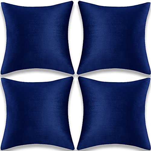 Yonous Kissenbezüge, weicher Premium-Samt-Dekokissen für Sofa, Bett, Couch, Stuhl, 50 x 50 cm, Marineblau, 4 Stück von Yonous